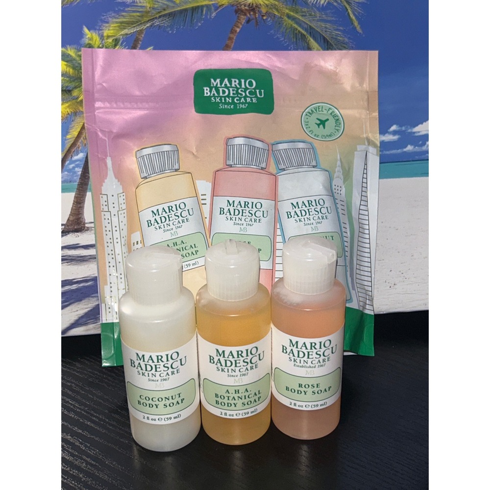 Mario‎ Badescu Skincare Body Soap Travel Set Coconut AHA Rose 2 fl oz